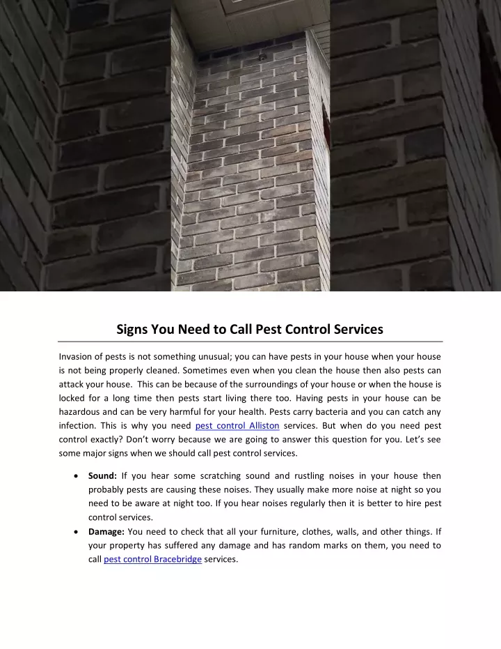 signs you need to call pest control services