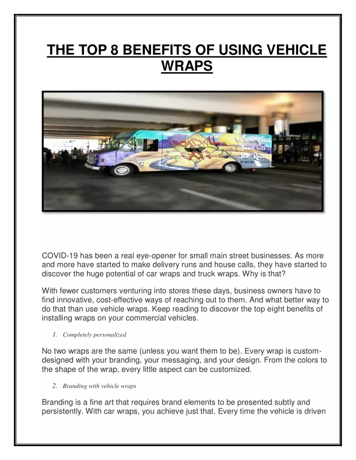 the top 8 benefits of using vehicle wraps