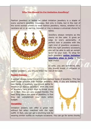 why you should go for imitation jewellery
