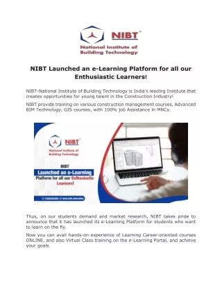 nibt launched an e learning platform