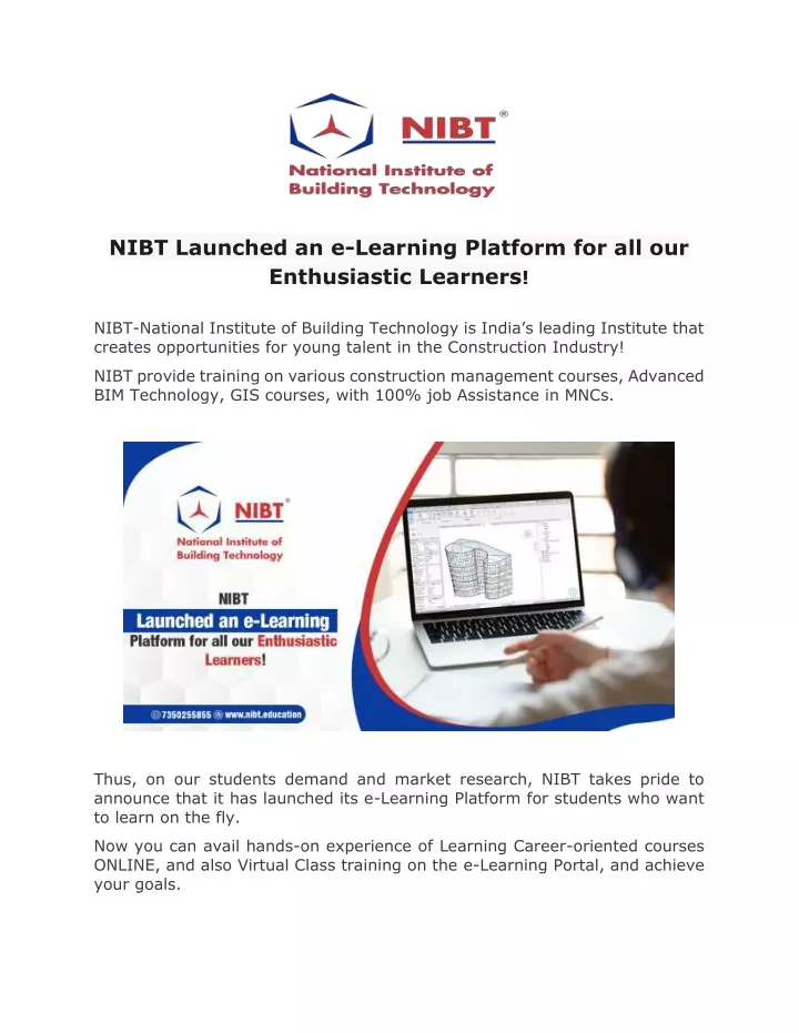 nibt launched an e learning platform