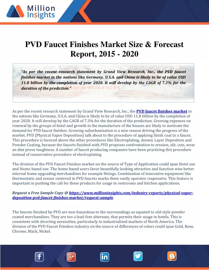 pvd faucet finishes market size forecast report