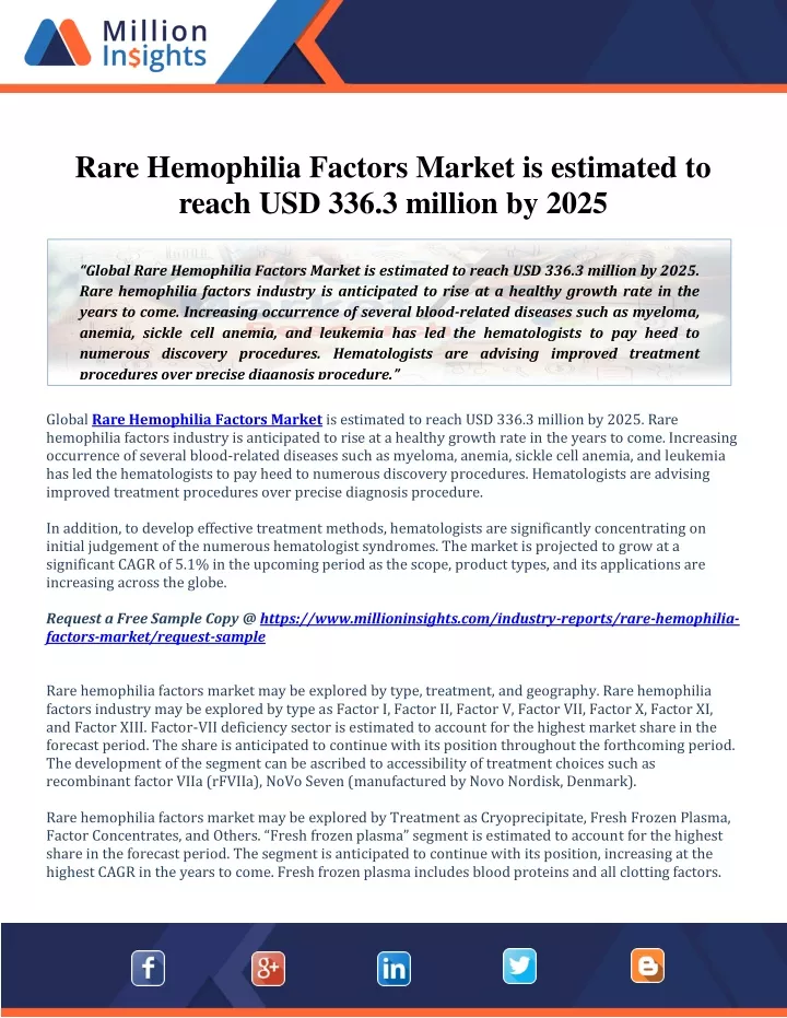 rare hemophilia factors market is estimated