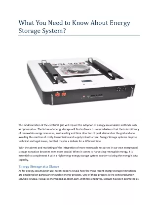 What You Need to Know About Energy Storage System?
