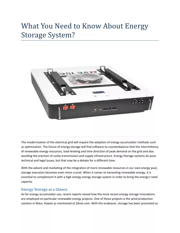 what you need to know about energy storage system