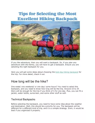 Best day hiking backpack