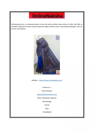 Silk Mark Certified Sarees Online | Onlinenaksha.com