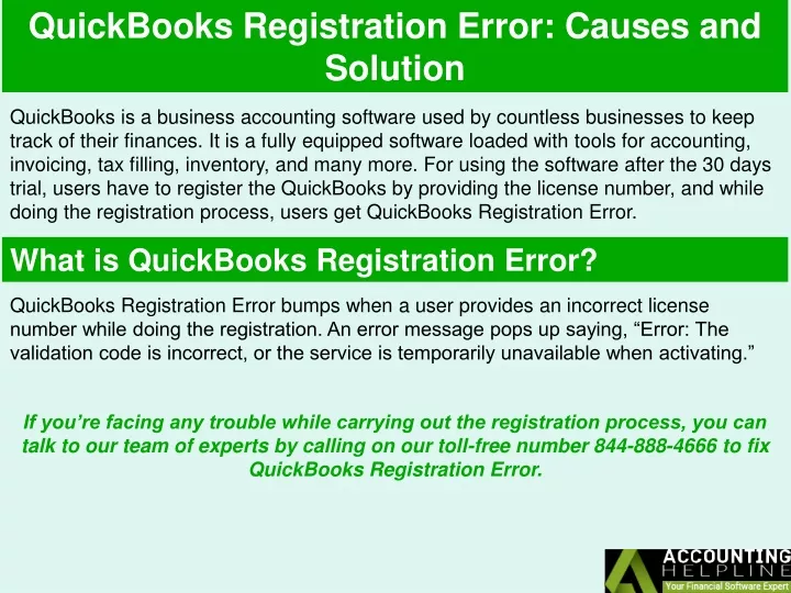quickbooks registration error causes and solution