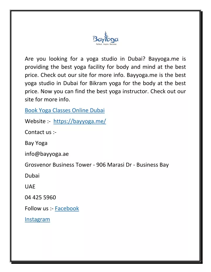 are you looking for a yoga studio in dubai