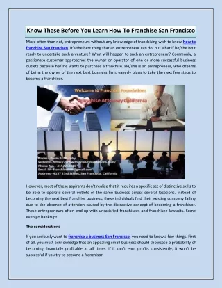 know these before you learn how to franchise