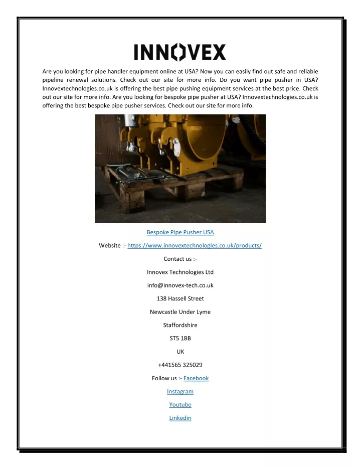 are you looking for pipe handler equipment online