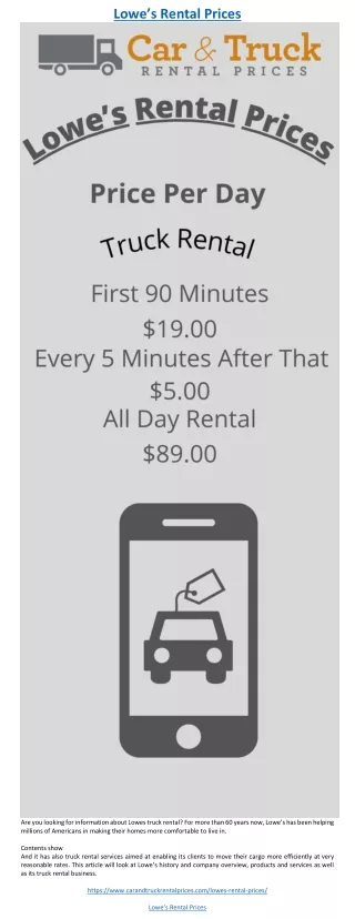 lowe s rental prices
