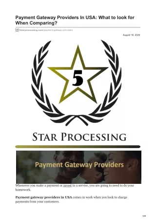 Payment Gateway Providers in the USA - 5 Star Processing