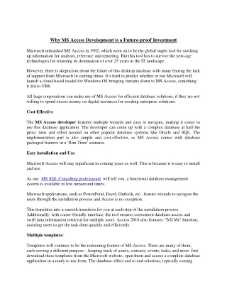 why ms access development is a future proof