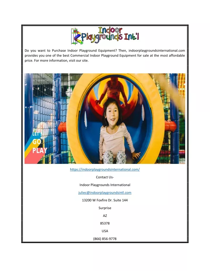 do you want to purchase indoor playground