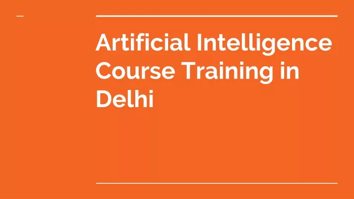 artificial intelligence course training in delhi