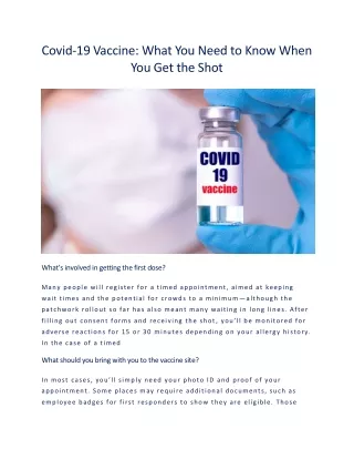 Covid-19 Vaccine: What You Need to Know When You Get the Shot