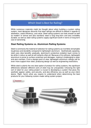 which steel is best for railing