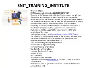 SNIT Training Institute Microsoft Azure, IT Networking,etc,.