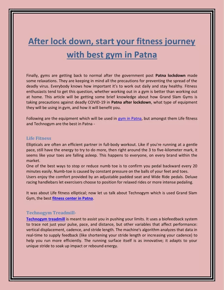 after lock down start your fitness journey with
