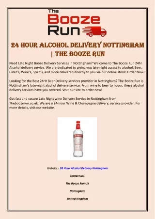 24 Hour Alcohol Delivery Nottingham | The Booze Run