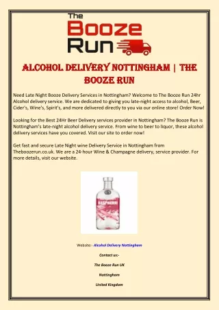 Alcohol Delivery Nottingham | The Booze Run