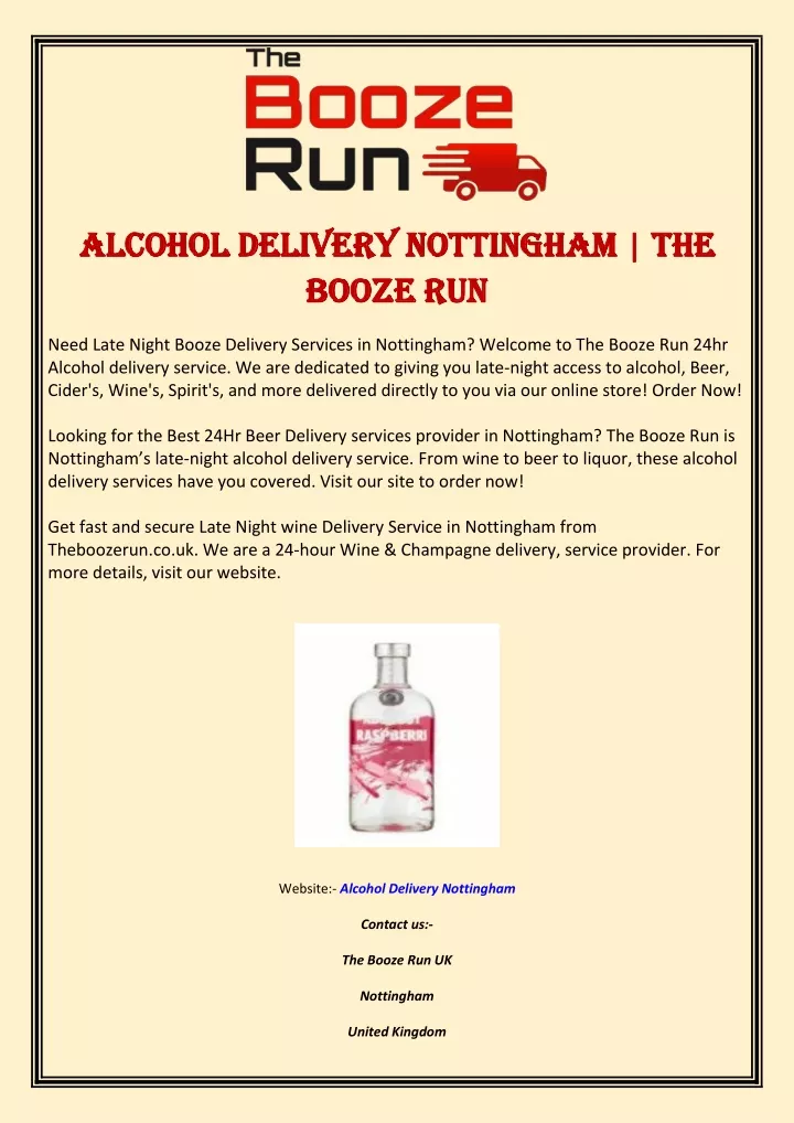alcohol alcohol delivery delivery nottingham