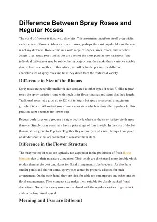 difference between spray roses and regular roses