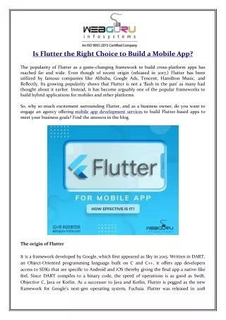 is flutter the right choice to build a mobile app