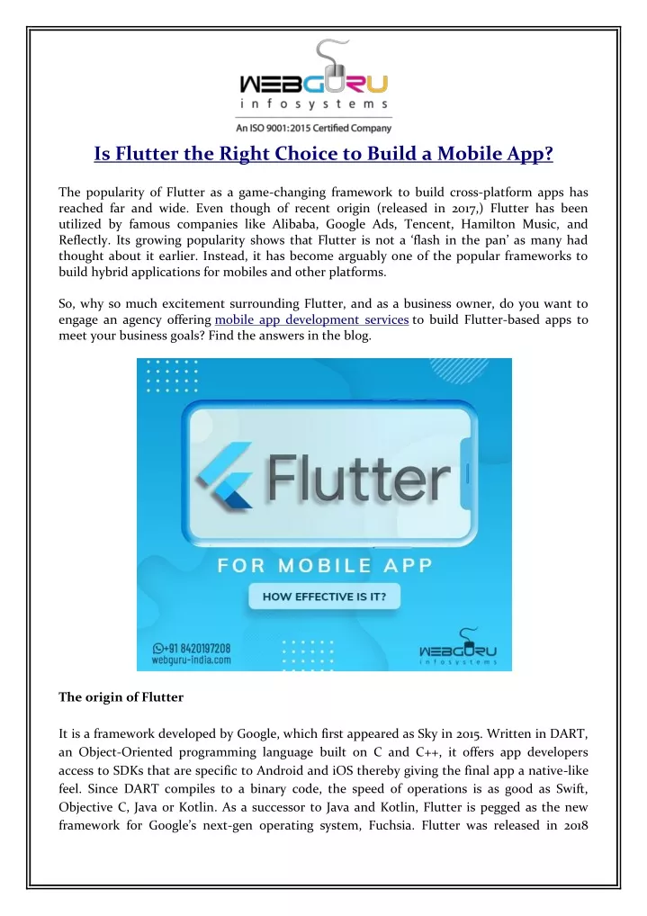 is flutter the right choice to build a mobile app