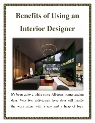 Benefits of Using an Interior Designer