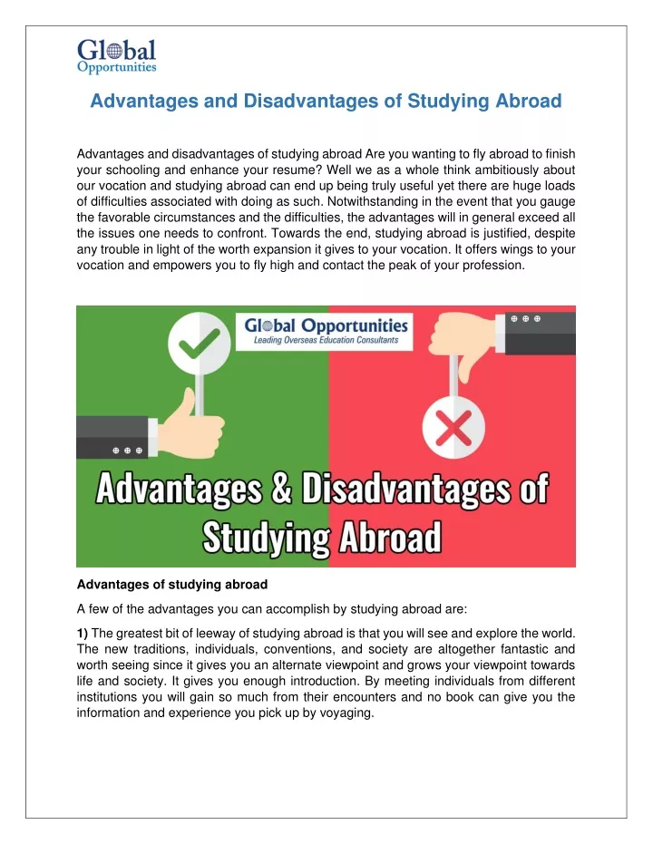 advantages and disadvantages of studying abroad