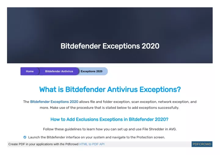 bitdefender exceptions 2020