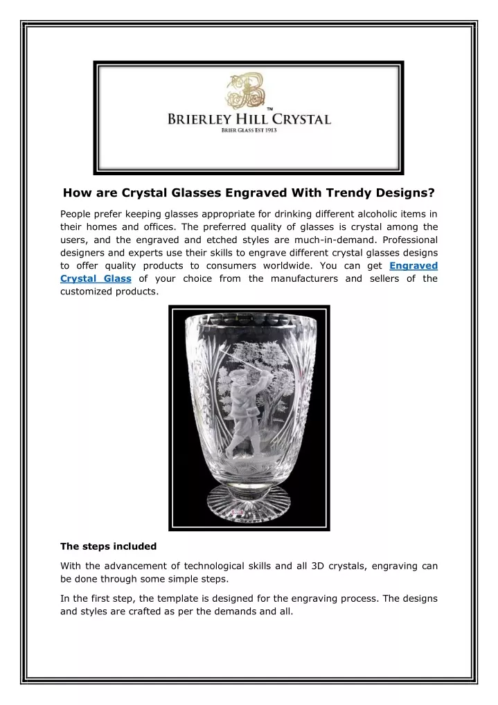 how are crystal glasses engraved with trendy