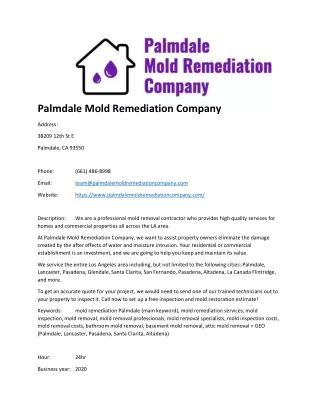 Palmdale Mold Remediation Company