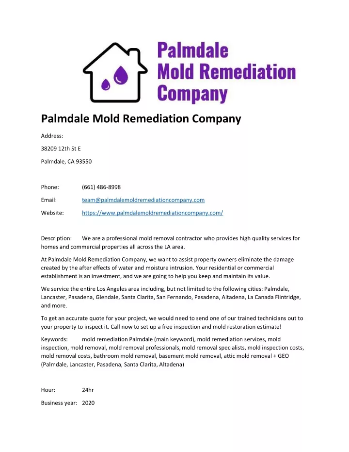 palmdale mold remediation company