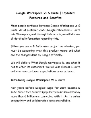 Google Workspace vs G Suite| Updated Features and Benefits