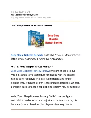 Deep Sleep Diabetes Remedy Reviews 2021: Does This Tea Book Recipe Really Works?