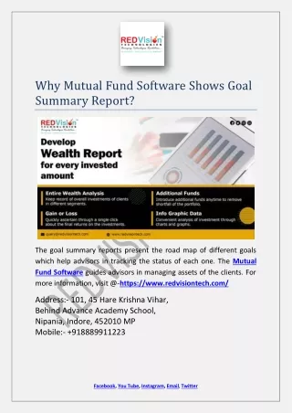 why mutual fund software shows goal summary report