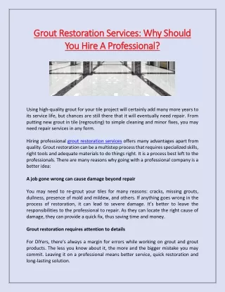 grout restoration services why should grout