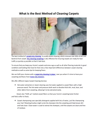 What is the Best Method of Cleaning Carpets?
