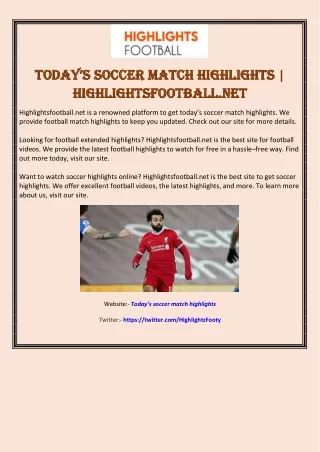 Today’s Soccer Match Highlights | Highlightsfootball.net