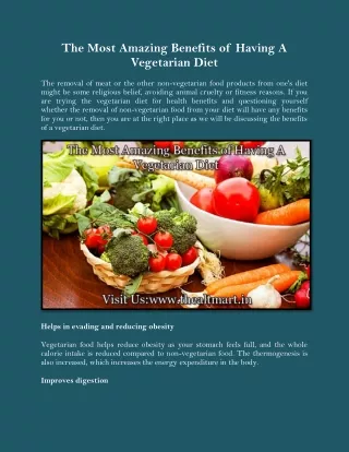 The Most Amazing Benefits of Having A Vegetarian Diet