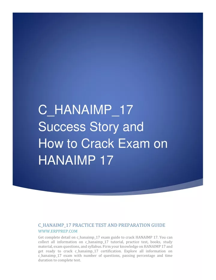 c hanaimp 17 success story and how to crack exam