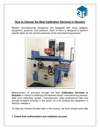 how to choose the best calibration services