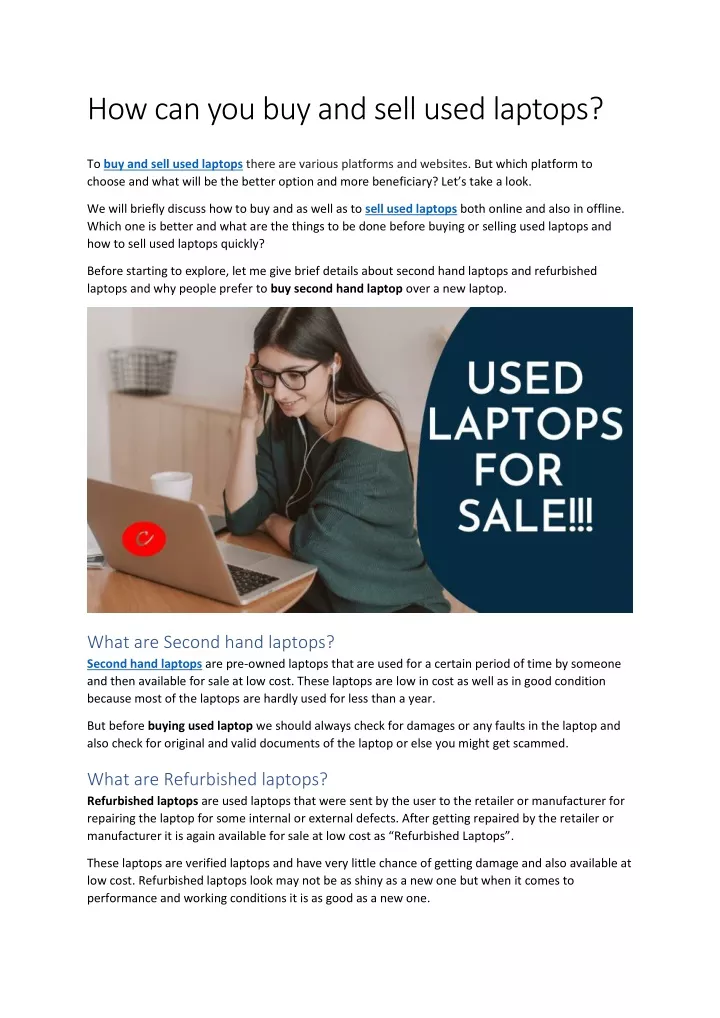 how can you buy and sell used laptops