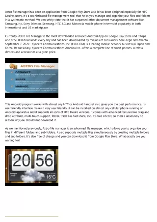 astro file manager has been an application from