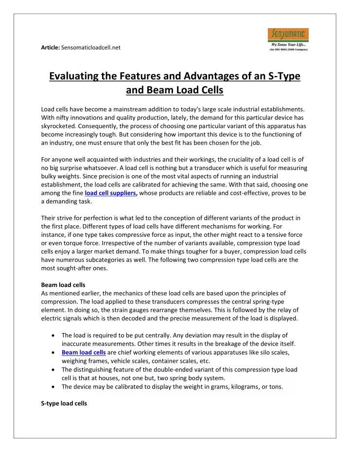 article sensomaticloadcell net