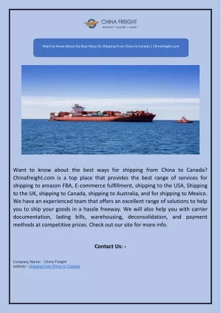 want to know about the best ways for shipping