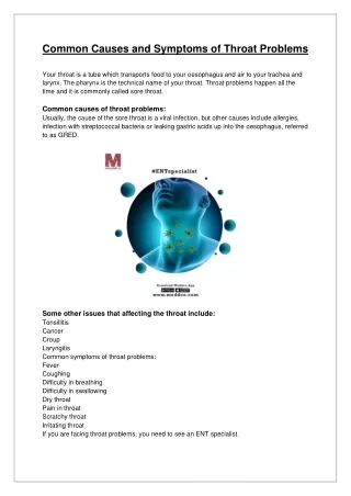 Common Causes and Symptoms of Throat Problems